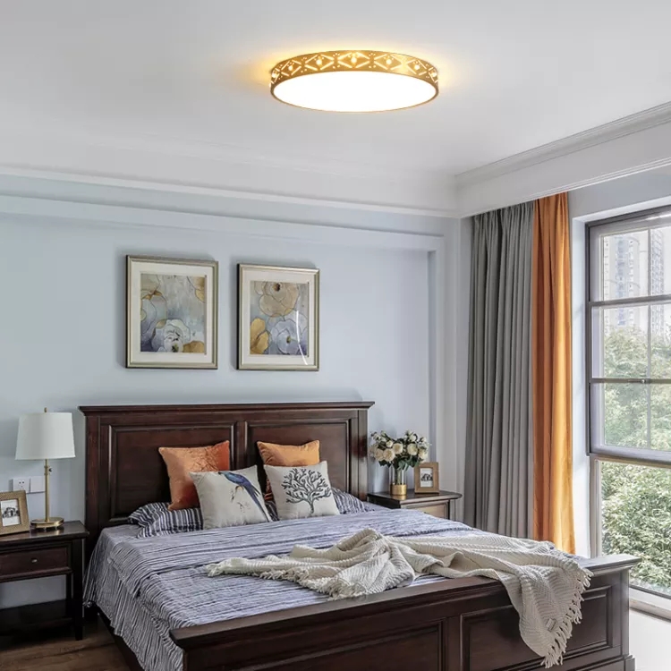 月影灯饰全铜LED卧室吸顶灯温馨美式现代