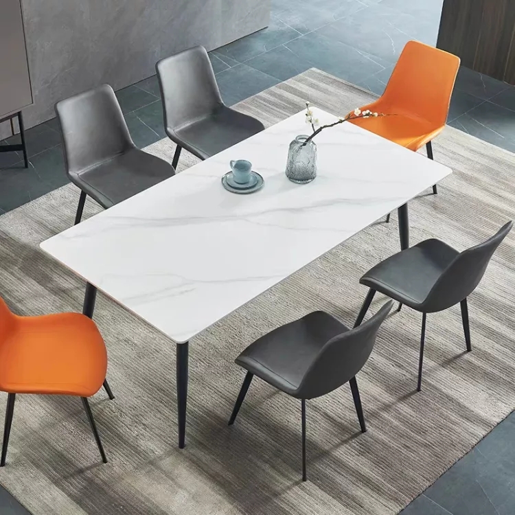 现代海马 高端轻奢岩板餐桌椅现代简约家用